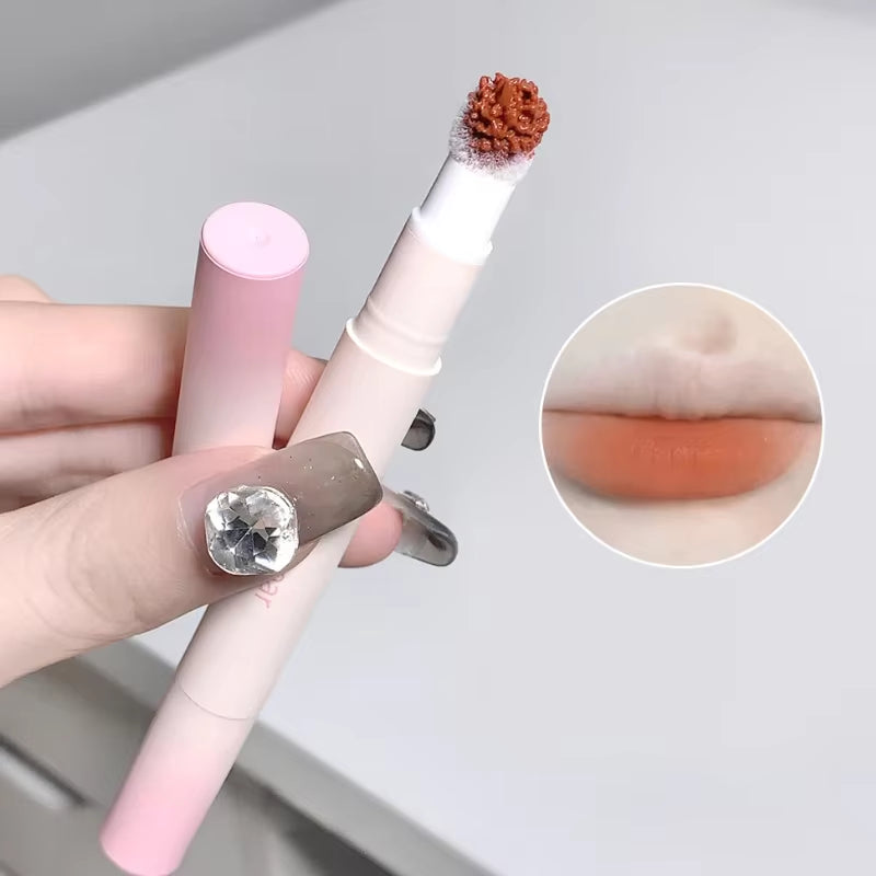 Lip Powder Cream Air Lip Glaze Matte Air Cushion Lip Cream for Women Plain White Lipstick not easy to fade