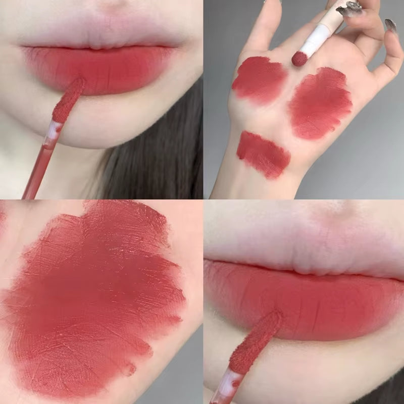 Lip Powder Cream Air Lip Glaze Matte Air Cushion Lip Cream for Women Plain White Lipstick not easy to fade