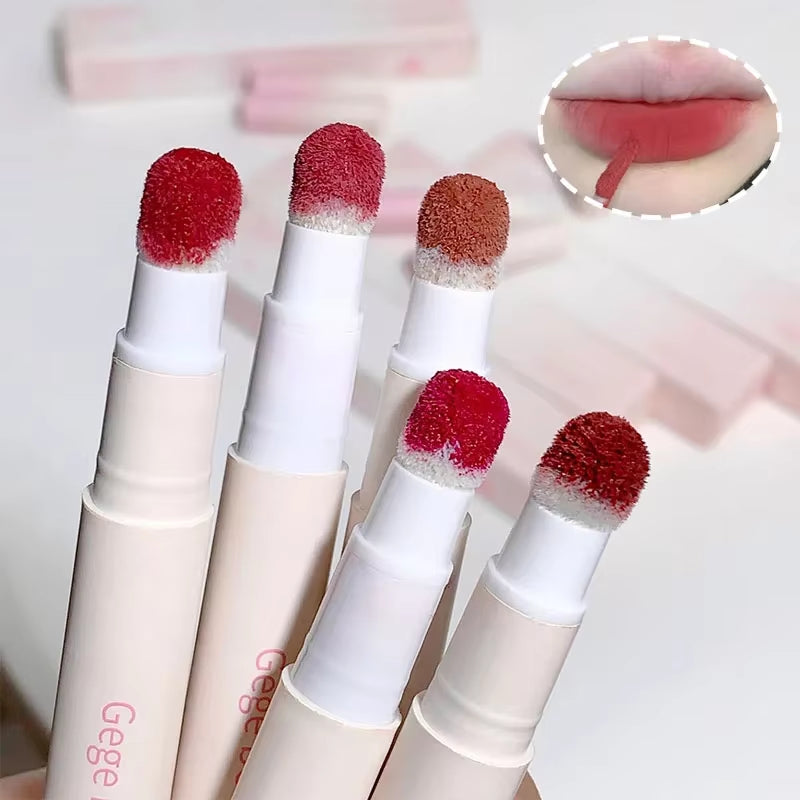 Lip Powder Cream Air Lip Glaze Matte Air Cushion Lip Cream for Women Plain White Lipstick not easy to fade
