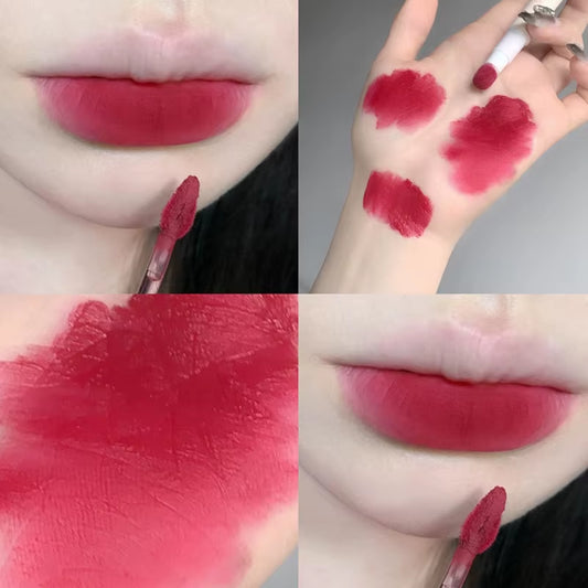 Lip Powder Cream Air Lip Glaze Matte Air Cushion Lip Cream for Women Plain White Lipstick not easy to fade