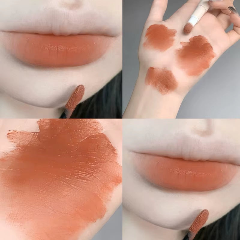 Lip Powder Cream Air Lip Glaze Matte Air Cushion Lip Cream for Women Plain White Lipstick not easy to fade